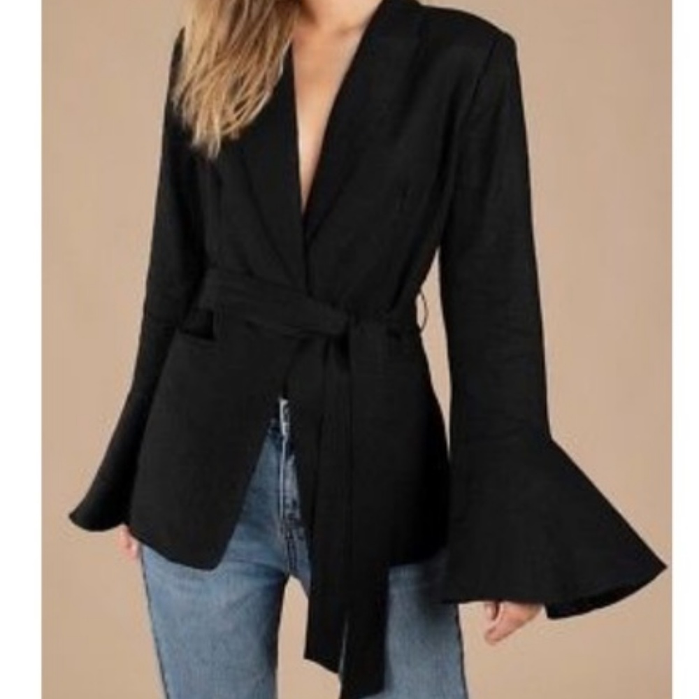 Free People Flared Sleeve Belted Linen Blazer L